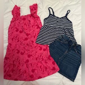 Pink Disney Dress and Striped Tank Top with Denim Shorts